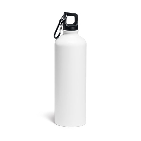 thermal metal bottle with carabiner clip to lid - white