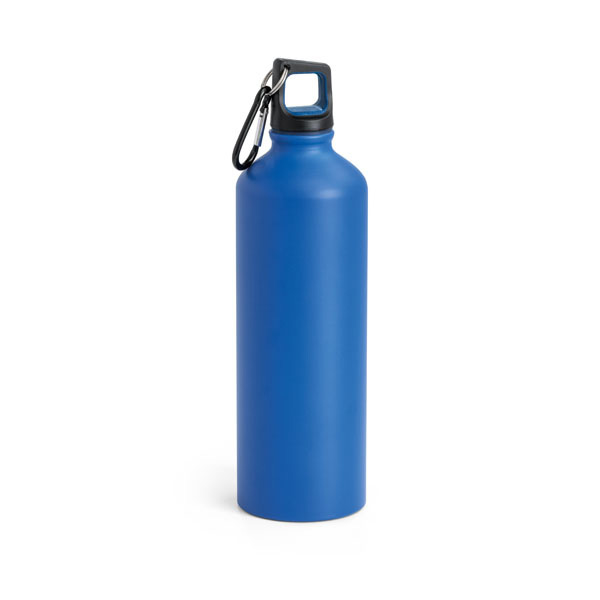 thermal metal bottle with carabiner clip to lid - blue
