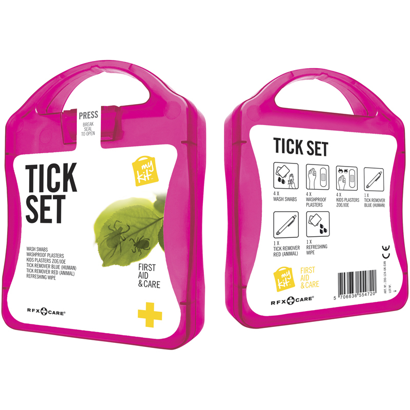 pink tick first aid kit