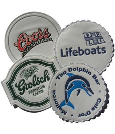 4 tissue coasters with logo