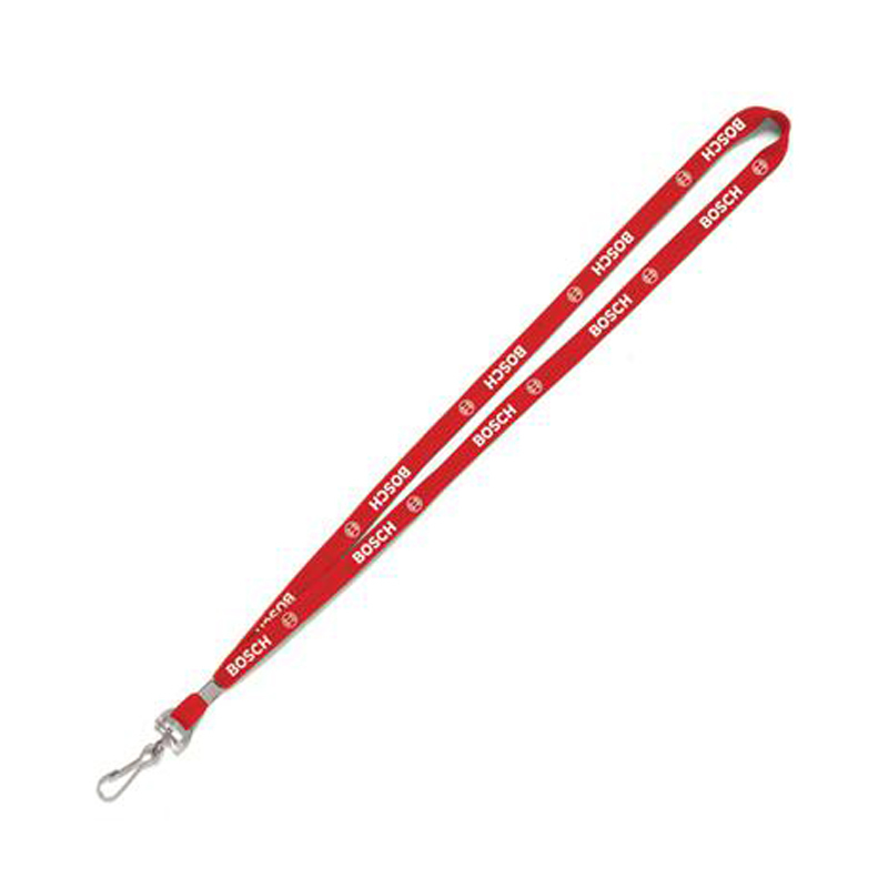 red lanyard with a silver trigger clip