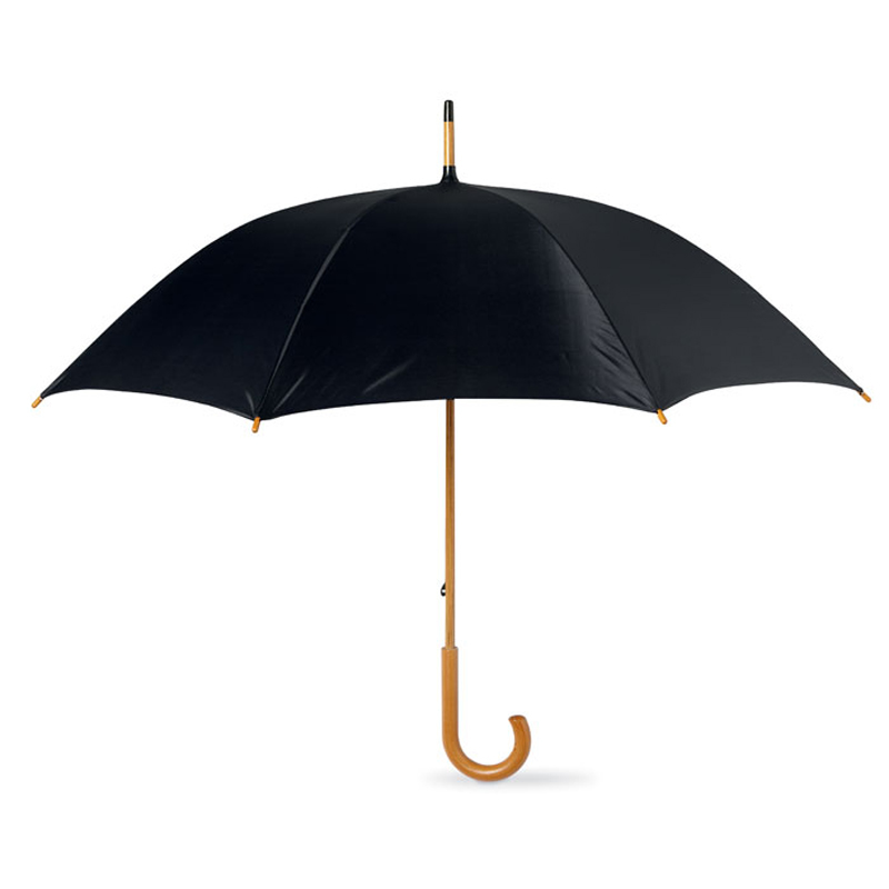 Umbrella with wooden handle in black