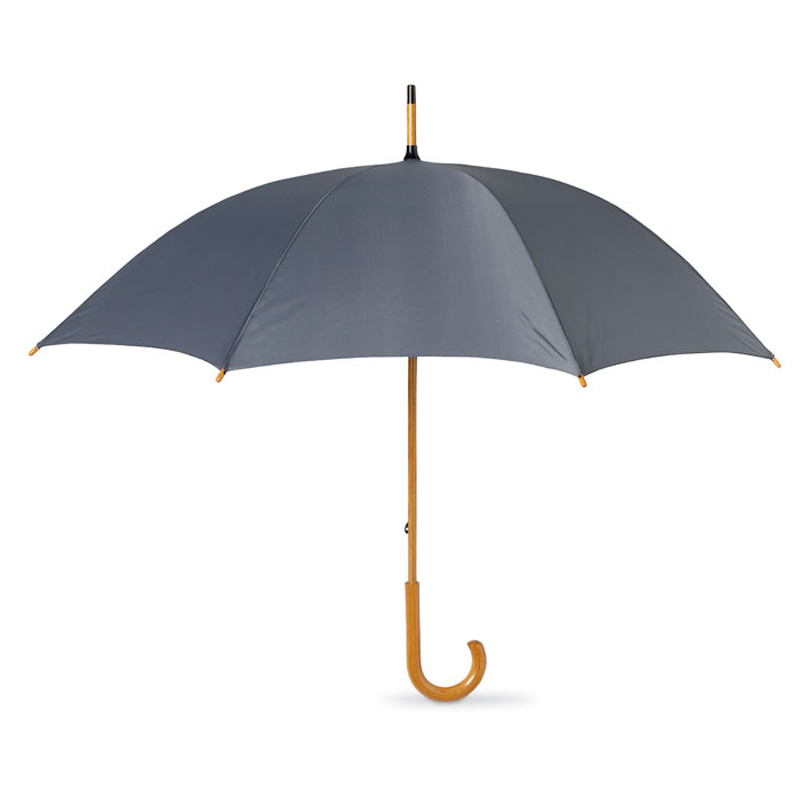 Umbrella with wooden handle in grey