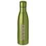 Green metal bottle with engrave company logo