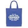 Blue shopping tote bag with short handles, made from non woven material