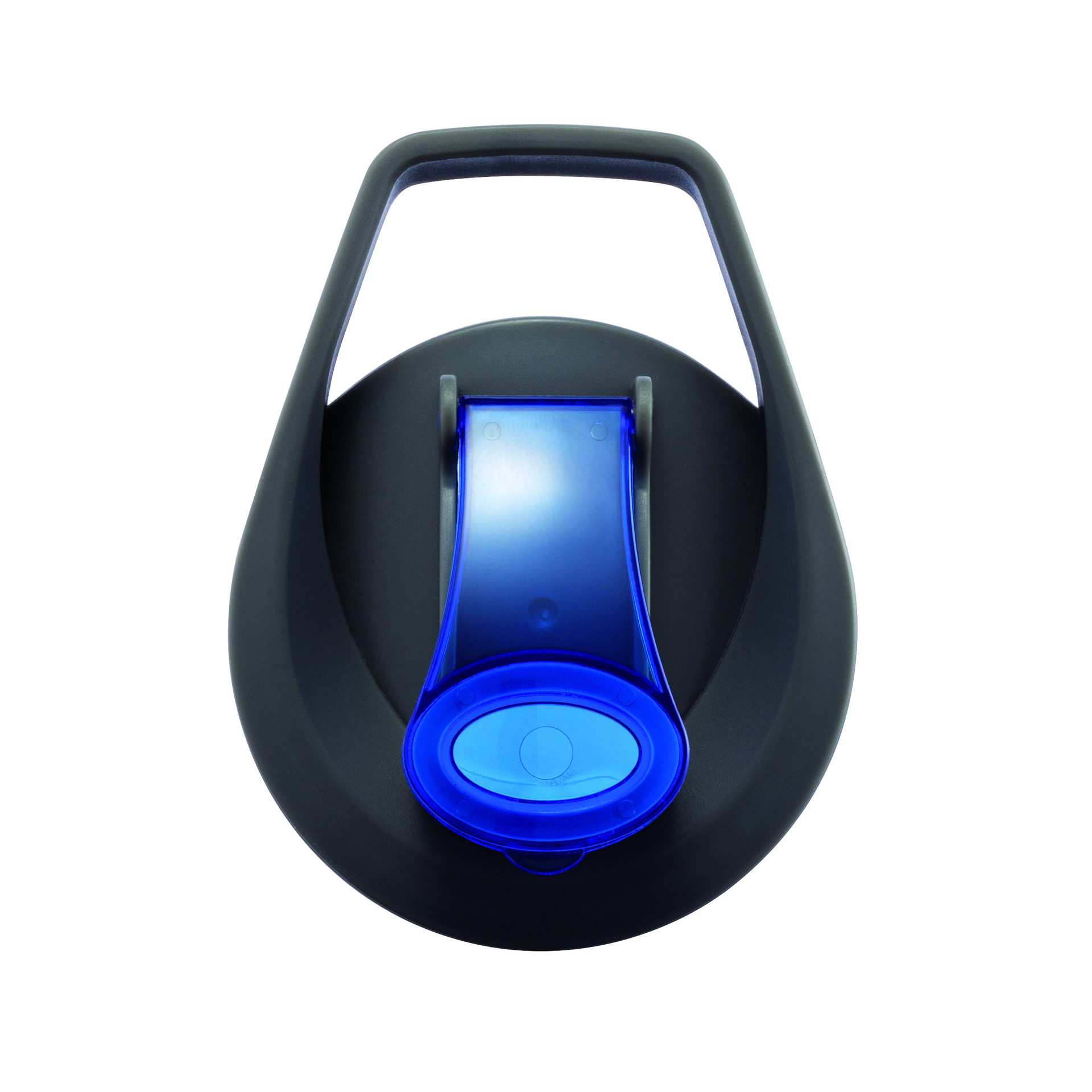 black lid with blue sip