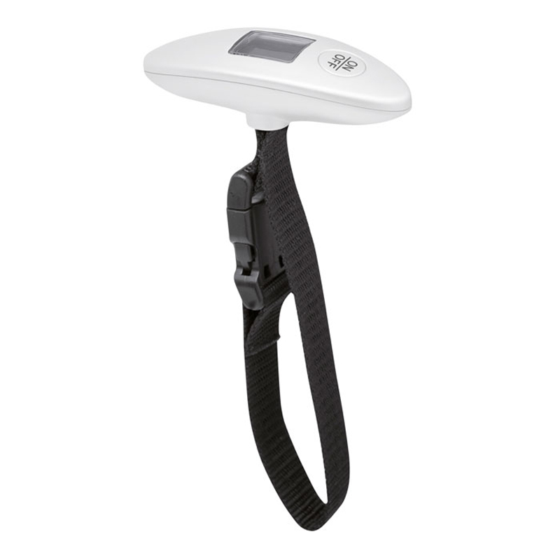 white weight scale with black strap