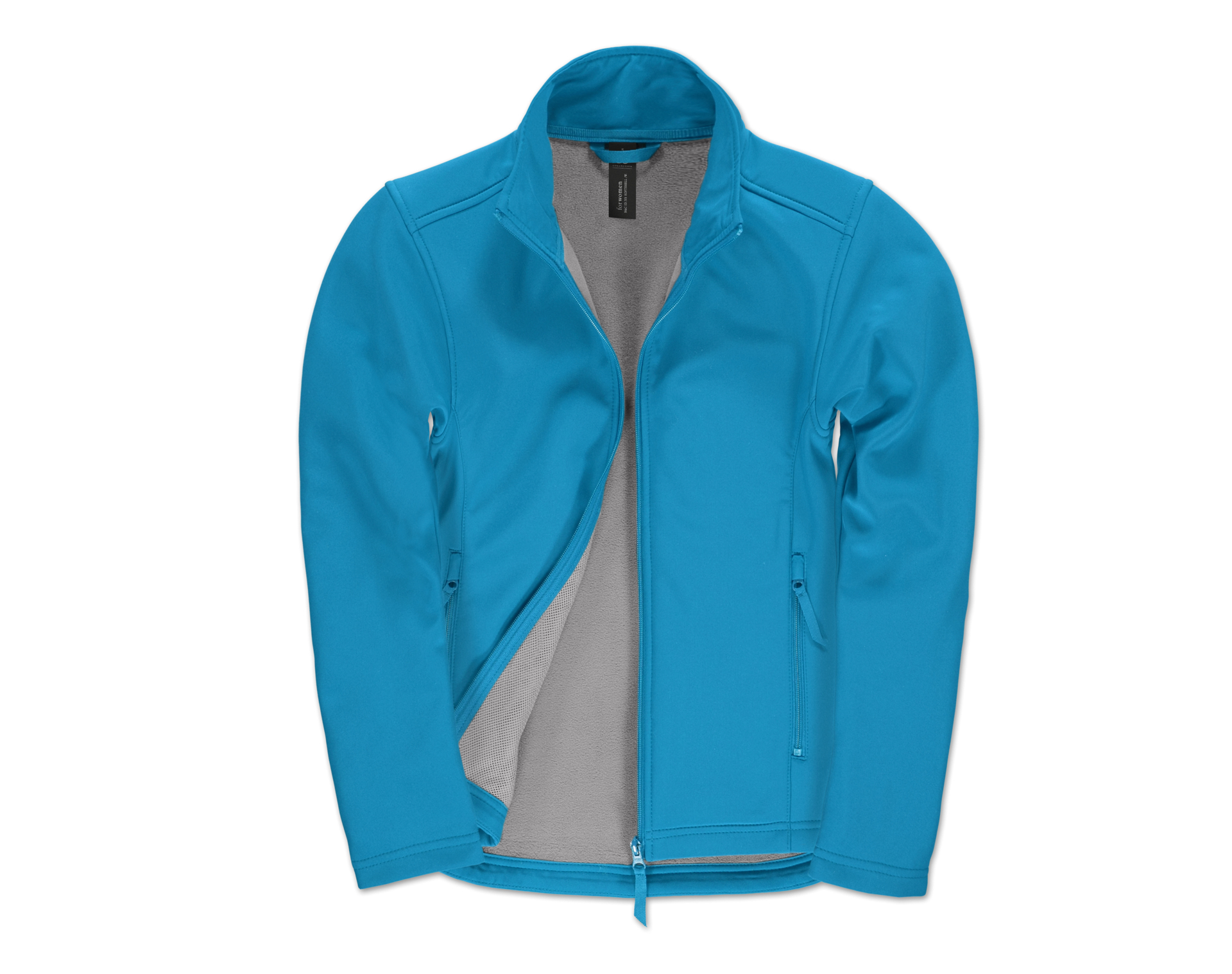 Womens ID 701 Softshell Jacket in blue with full front zip and grey inner fleece