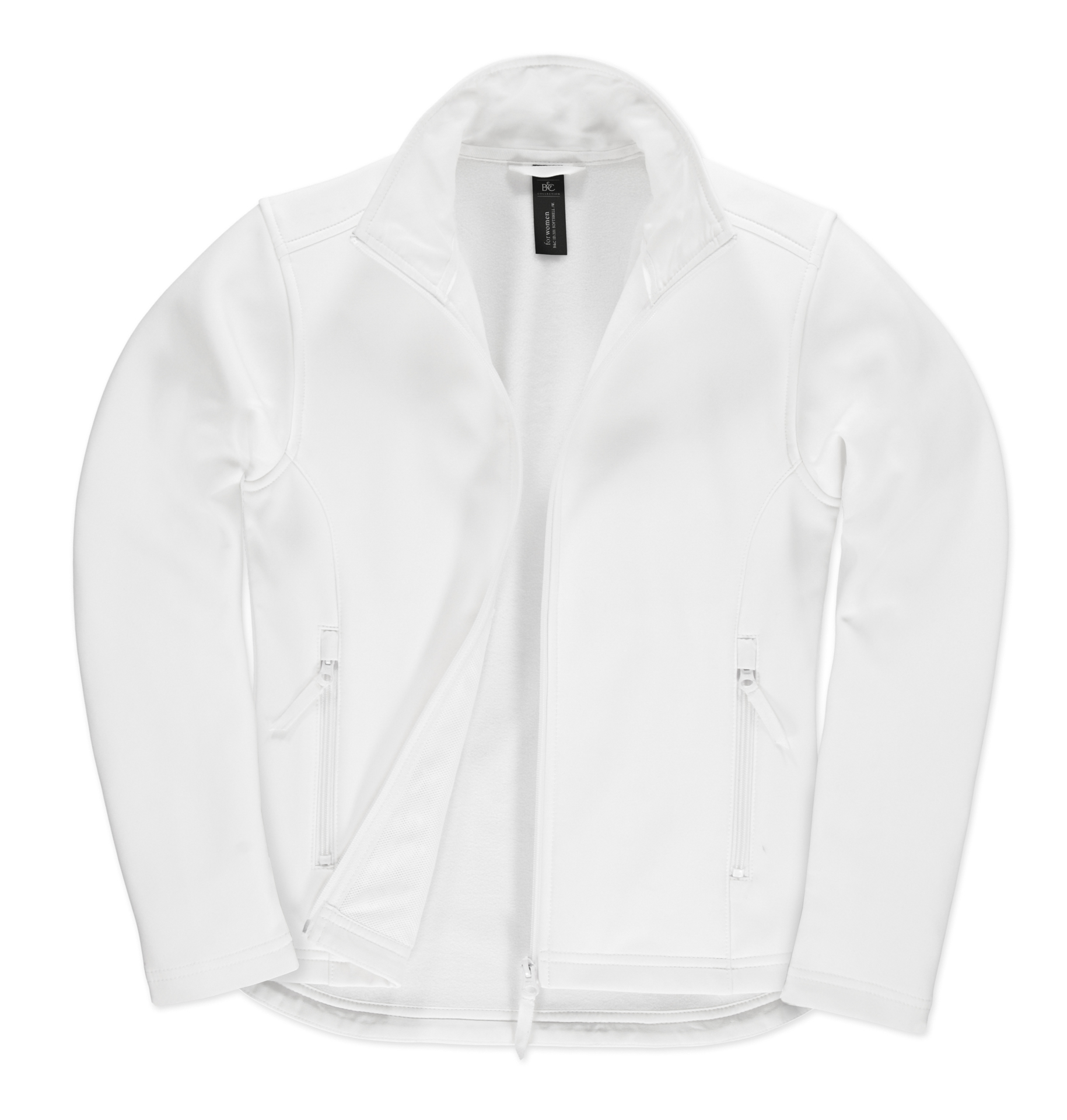 Womens ID 701 Softshell Jacket in white with full front zip and white inner fleece