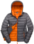 Women's Snow Bird Hooded Jacket in grey with orange lining