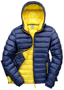 Women's Snow Bird Hooded Jacket in navy with yellow lining