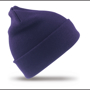 Woolly Ski Hat in grey with double thickness in blue
