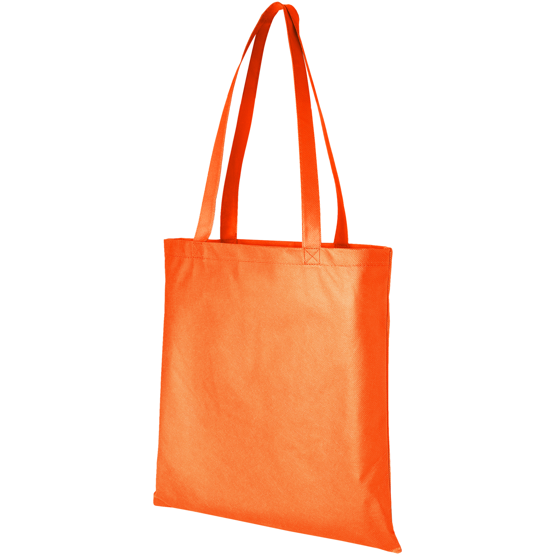 Orange non-woven shopper bag with long handles