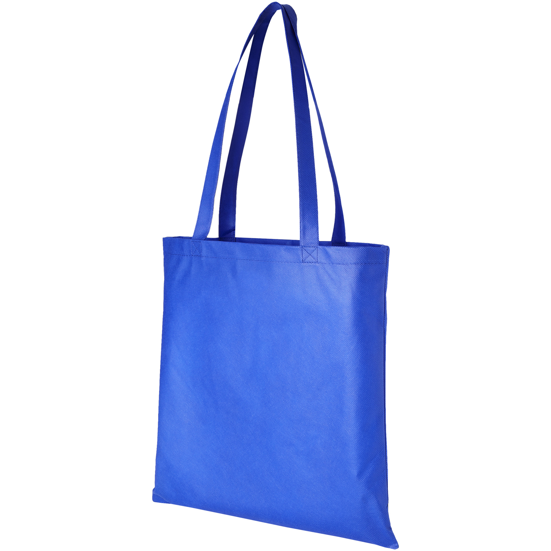 Blue long handled non-woven shopping bag