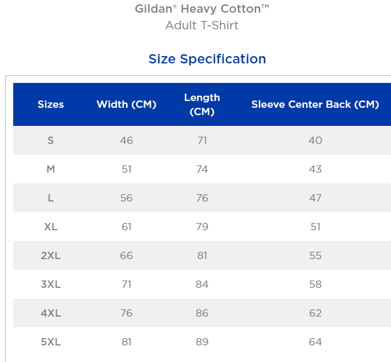 gd05 - size chart