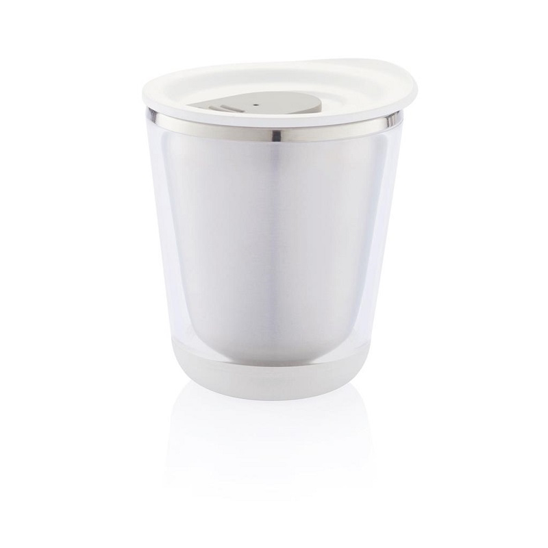 Clear and white small on the go coffee cup