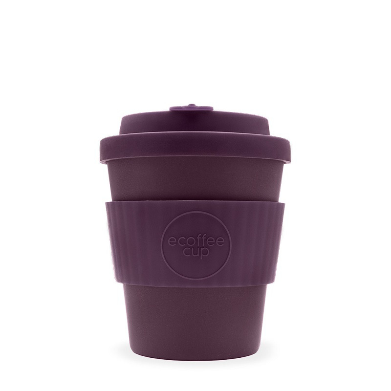 Purple 8oz ecoffee cup with match lid and grip