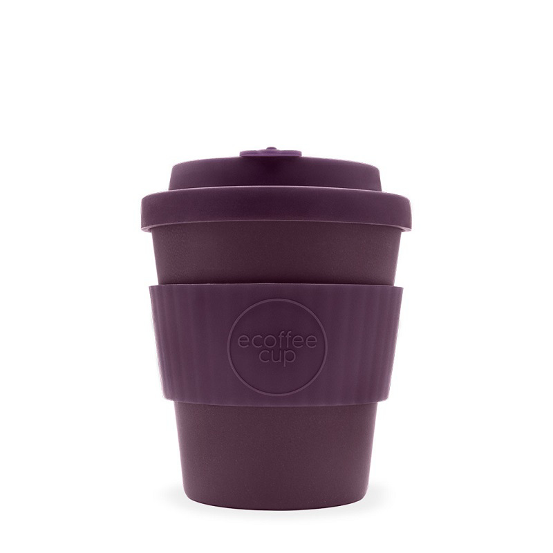 Purple 8oz ecoffee cup with match lid and grip