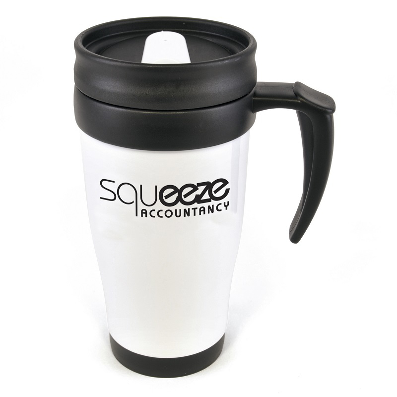 400ml black and white promotional reusable coffee cup