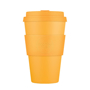 Orange reusable 14oz coffee tumbler with grip and lid