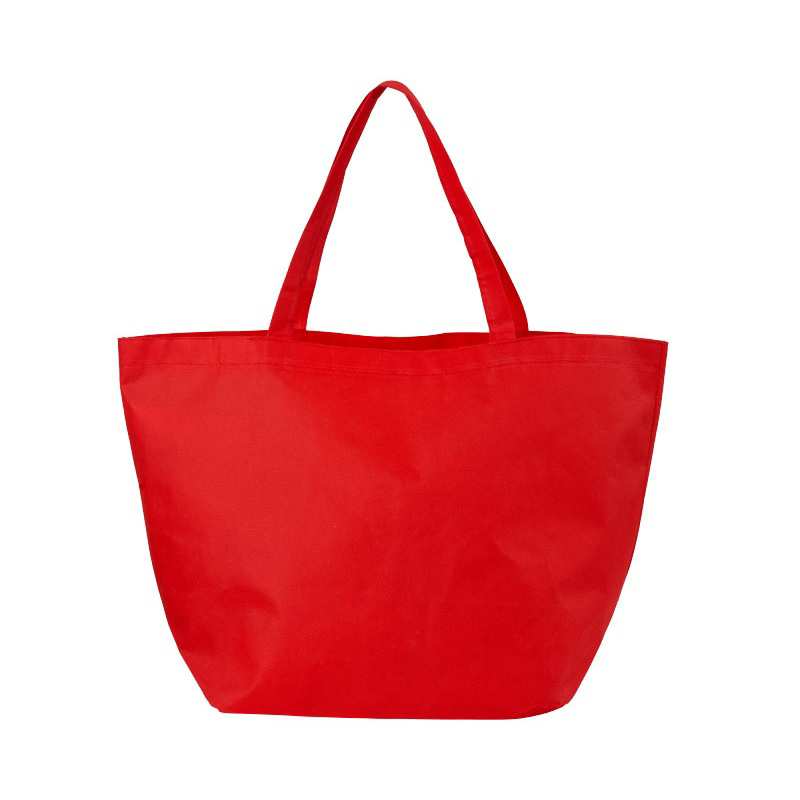 Large shopper bag in red with long handles made from non-woven shopping material