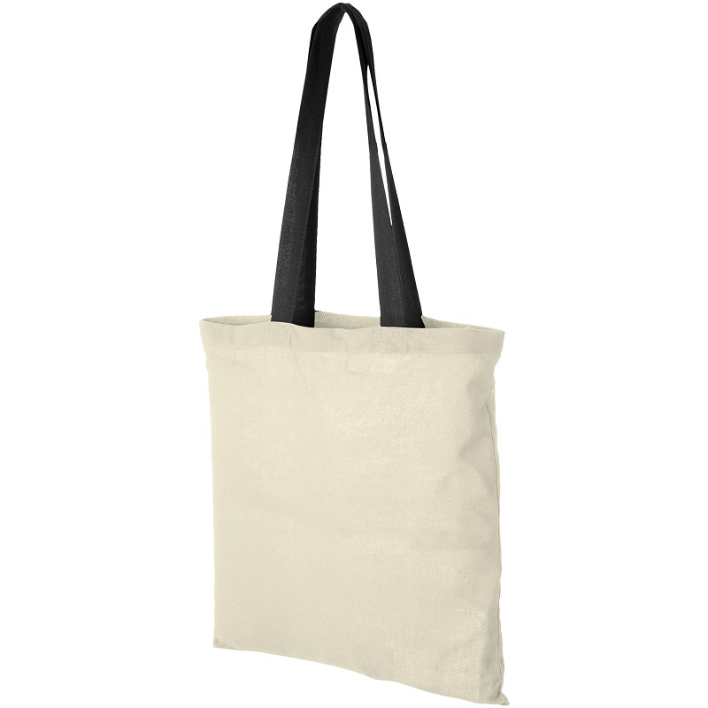 Natural coloured shopping bag with black handles