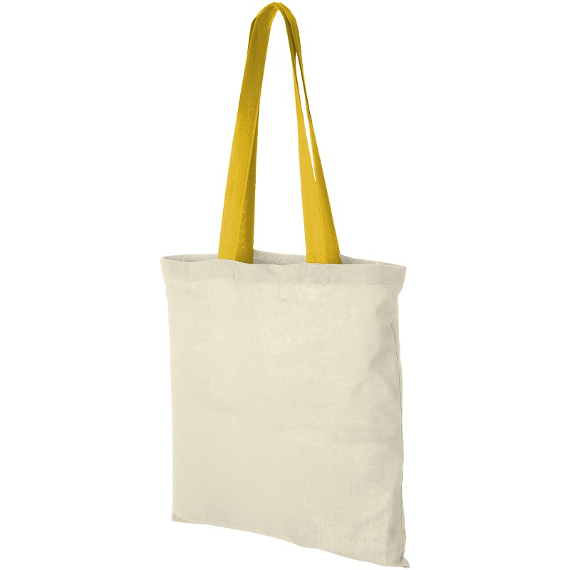Cotton shopper bag with yellow handles