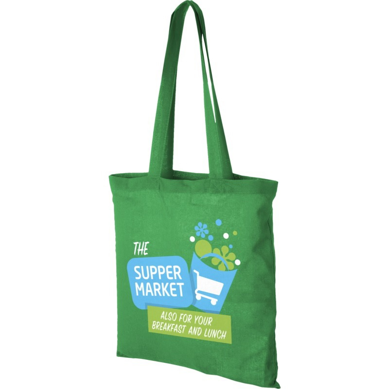Green tote bag with matching coloured handles