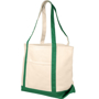 Natural heavy weight cotton bag with green trim and handles