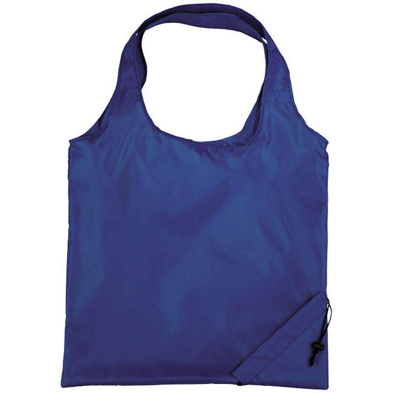 Corner pouch foldable shopper bag with round handles in blue