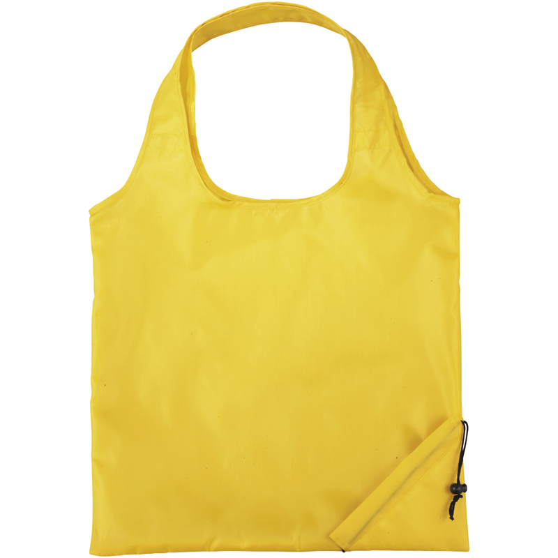 Pack away foldable shopping tote in yellow with loop handles