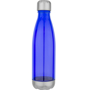 685ml translucent blue plastic drinks bottle with silver screw cap and base