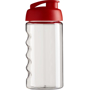 Sports bottle with red flip lid and clear base