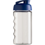 Clear 500ml sports bottle with navy blue lid