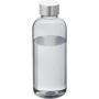 Translucent grey drinking bottle with silver screw on lid
