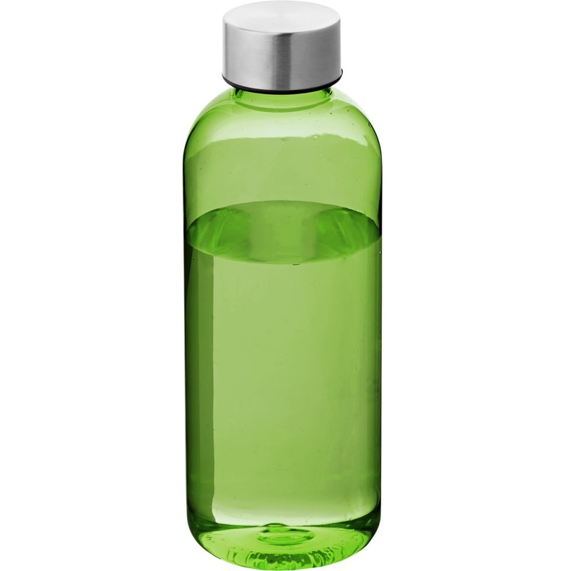 600ml drinking bottle in translucent green with silver screw on cap