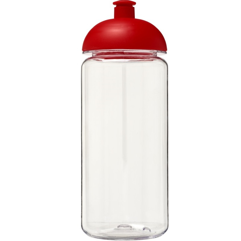 600ml clear drinks bottle with red sports dome lid