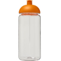 Clear 600ml drinks bottle with orange sports lid