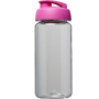 Clear 600ml sports bottle with pink flip lid