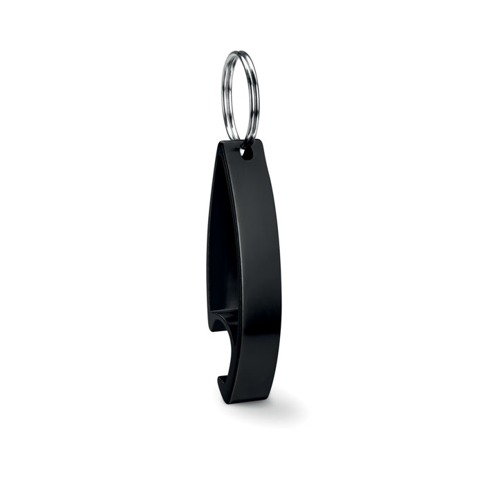 Alu bottle opener keyring black