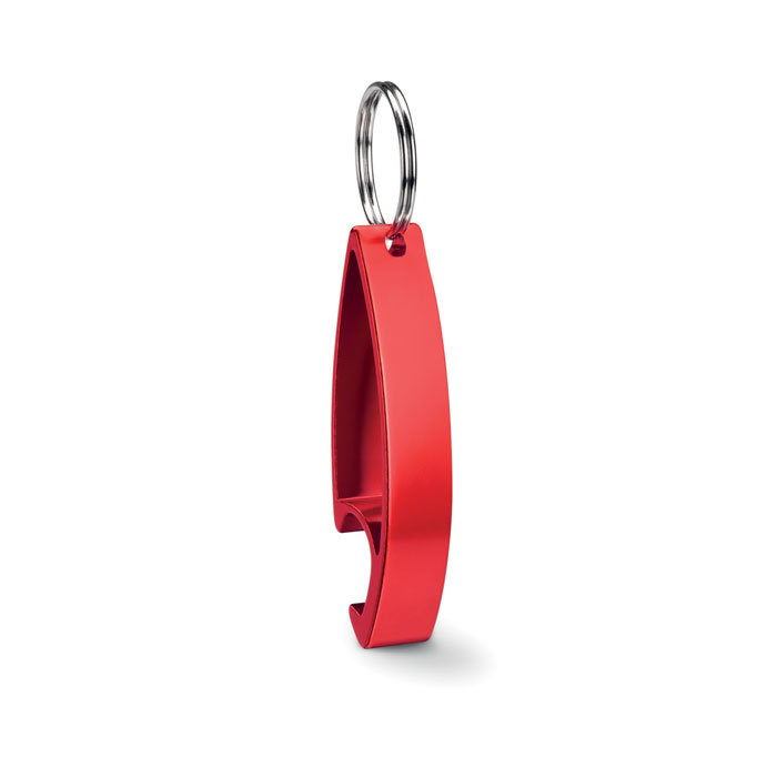 Alu bottle opener keyring red