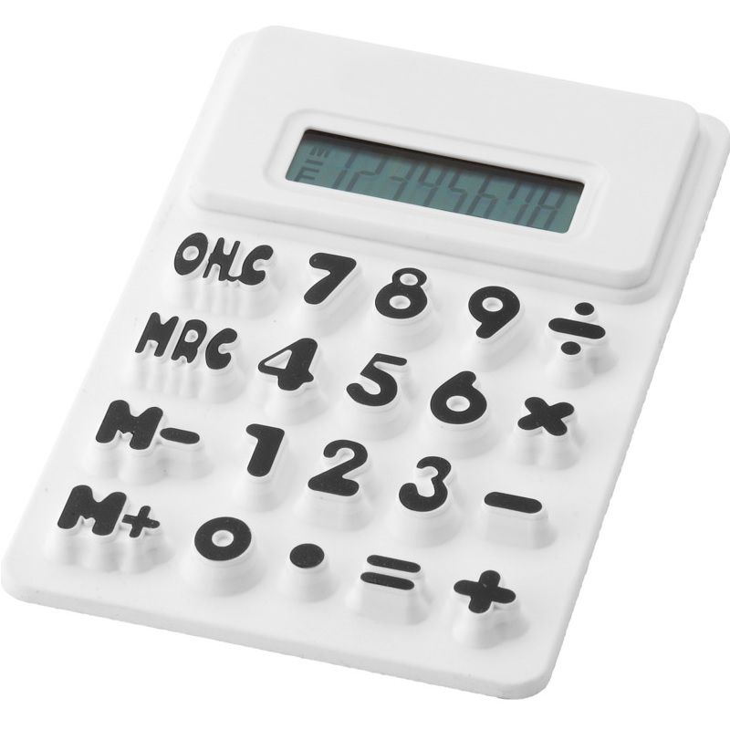 white flexible calculator