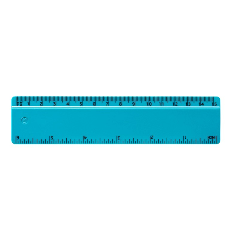 Small Cyan ruler with 15cm and 6 inch measurements