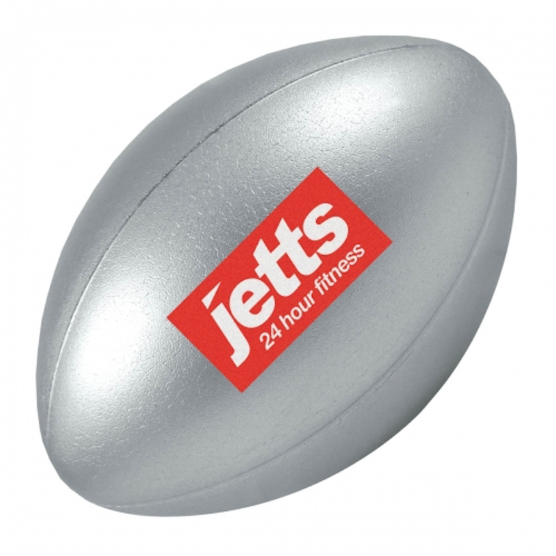 Rugby Ball Shape Stress Item Silver