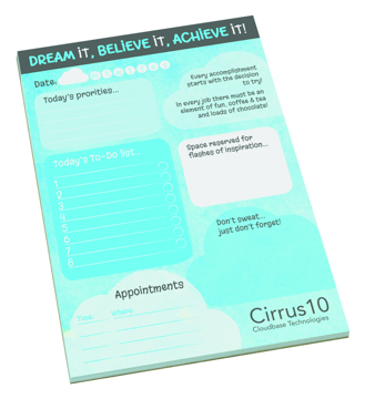 A5 Notepad with 50 white sheets and full colour print