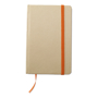 A6 evernote recycled paper notebook with orange elastic closure strap and ribbon