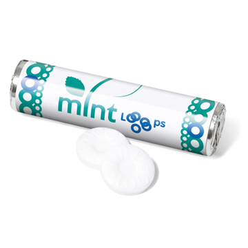 Mint loops in a branded wrapper