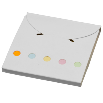 Deluxe memo sticky note booklet in white with 5 colour markers