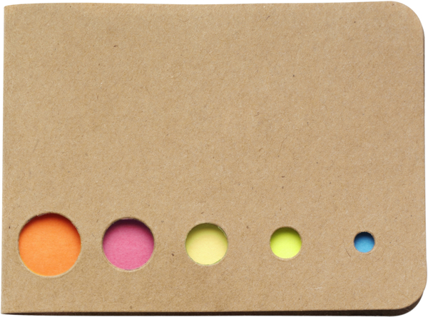 5 coloured sticky notes in natural cardboard cover