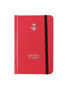 Will Bees Pocket Notebook in red with black elastic closure strap and silver embossed logo